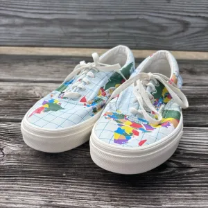 Vans womens era save our planet world map sneakers 8 blue