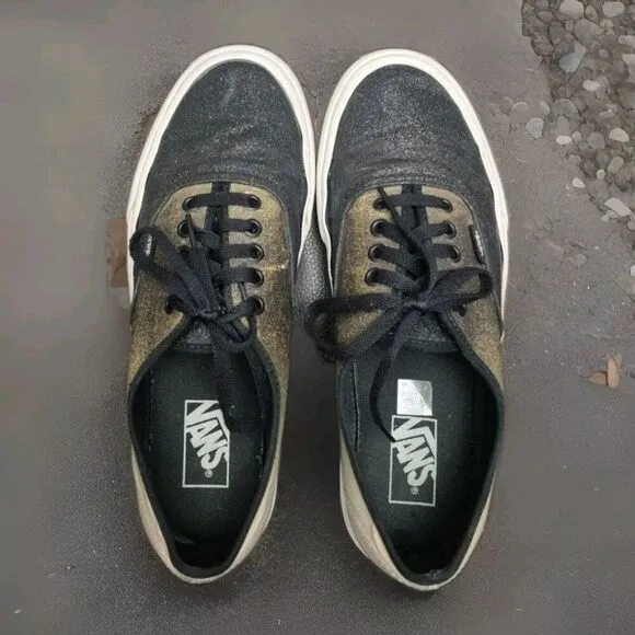 Vans Sparkly Ombre 2-Toned  Black Cream Sneakers Shoes Men's Size 9.5
