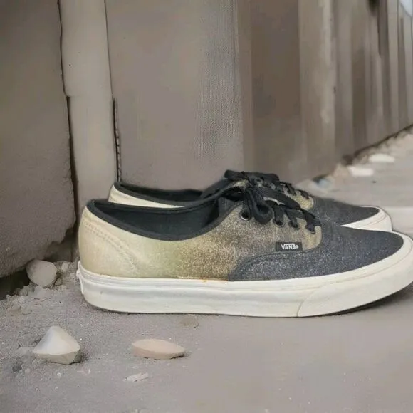 Vans Sparkly Ombre 2-Toned  Black Cream Sneakers Shoes Men's Size 9.5