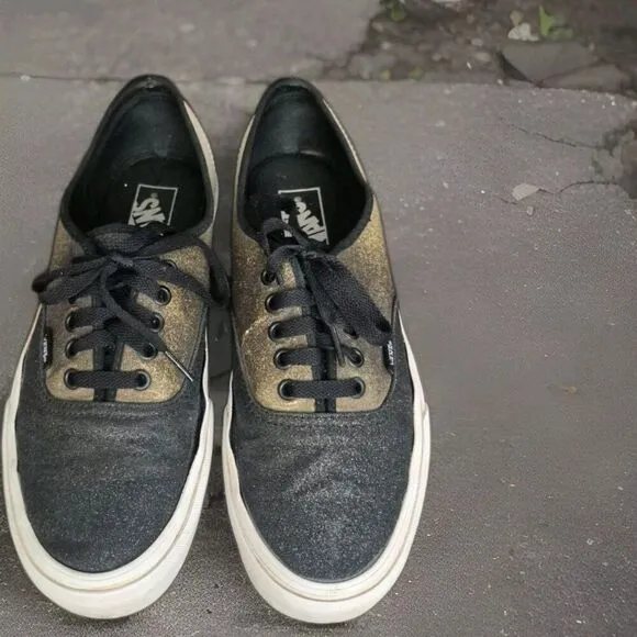 Vans Sparkly Ombre 2-Toned  Black Cream Sneakers Shoes Men's Size 9.5