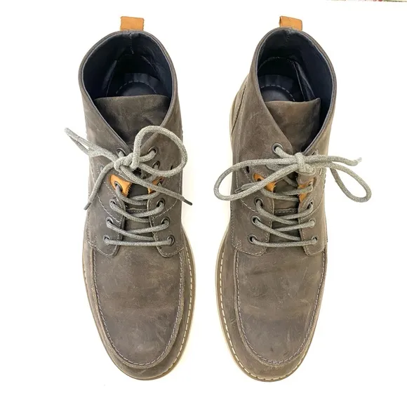 Varese Men’s Grey Sydney Lace-Up Leather Dessert Style Chukka Boot