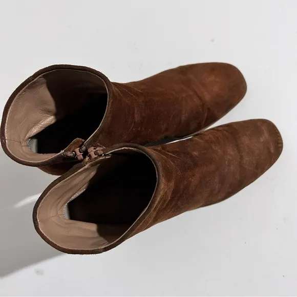 Via Spiga Rust Suede Leather Block Heel Ankle Boots 7.5
