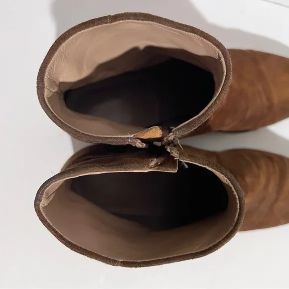 Via Spiga Rust Suede Leather Block Heel Ankle Boots 7.5