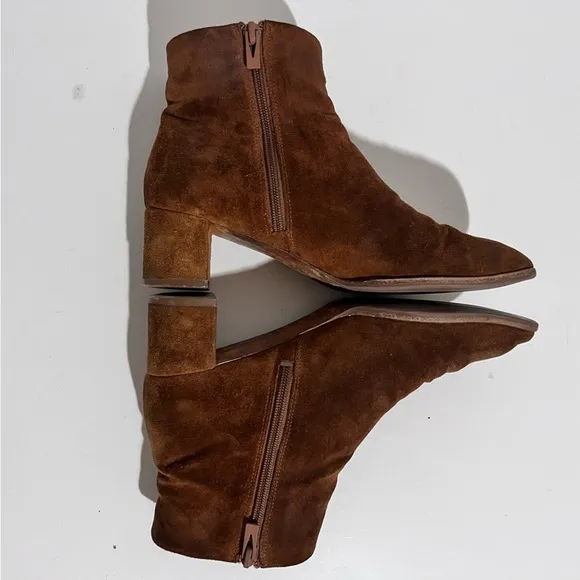 Via Spiga Rust Suede Leather Block Heel Ankle Boots 7.5