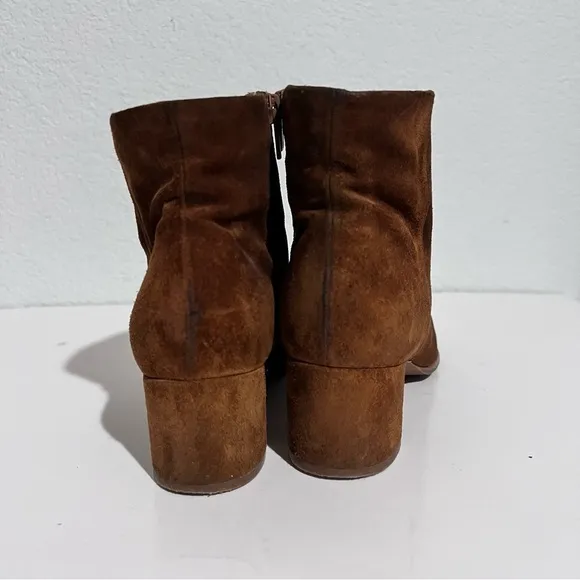 Via Spiga Rust Suede Leather Block Heel Ankle Boots 7.5