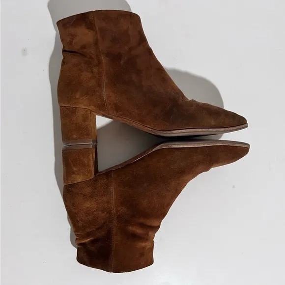 Via Spiga Rust Suede Leather Block Heel Ankle Boots 7.5