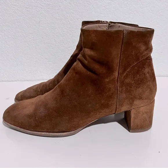 Via Spiga Rust Suede Leather Block Heel Ankle Boots 7.5