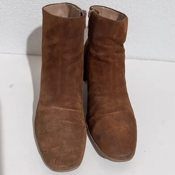 Via Spiga Rust Suede Leather Block Heel Ankle Boots 7.5
