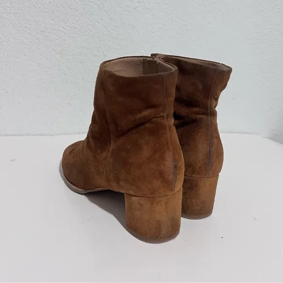 Via Spiga Rust Suede Leather Block Heel Ankle Boots 7.5