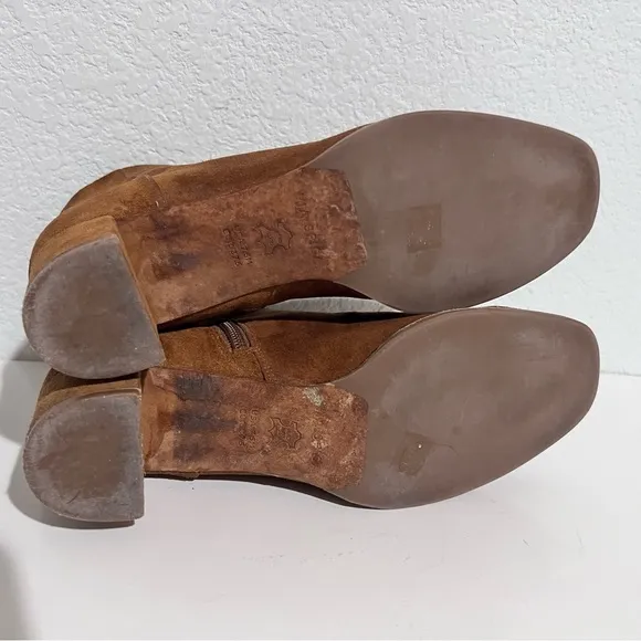 Via Spiga Rust Suede Leather Block Heel Ankle Boots 7.5