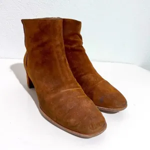 Via Spiga Rust Suede Leather Block Heel Ankle Boots 7.5