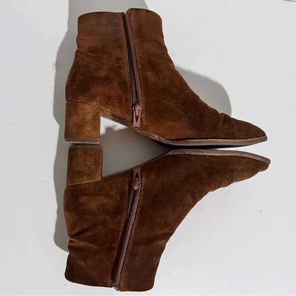 Via Spiga Rust Suede Leather Block Heel Ankle Boots 7.5