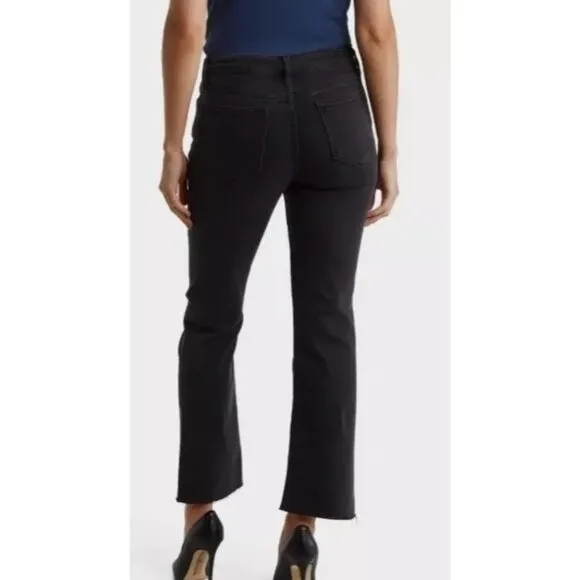 Vigoss Womans 29 Marley Slim Fit Ankle Cropped Raw Hem Bootcut Black Denim Jeans