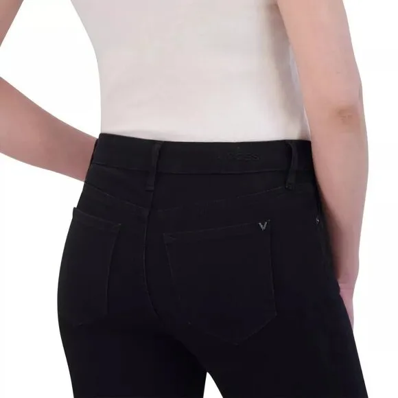Vigoss Womans 29 Marley Slim Fit Ankle Cropped Raw Hem Bootcut Black Denim Jeans