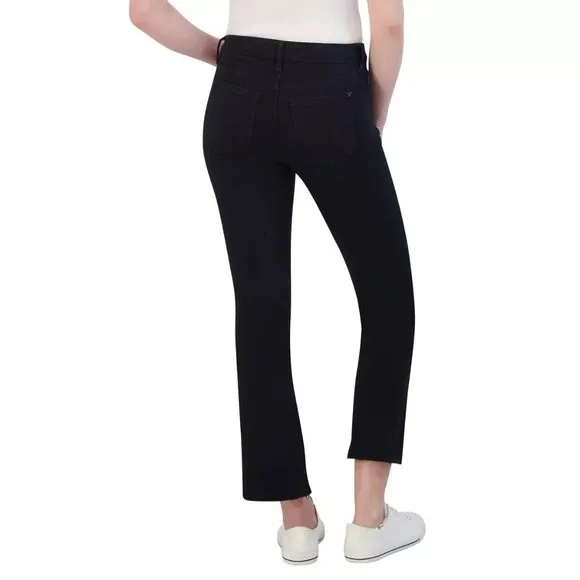 Vigoss Womans 29 Marley Slim Fit Ankle Cropped Raw Hem Bootcut Black Denim Jeans