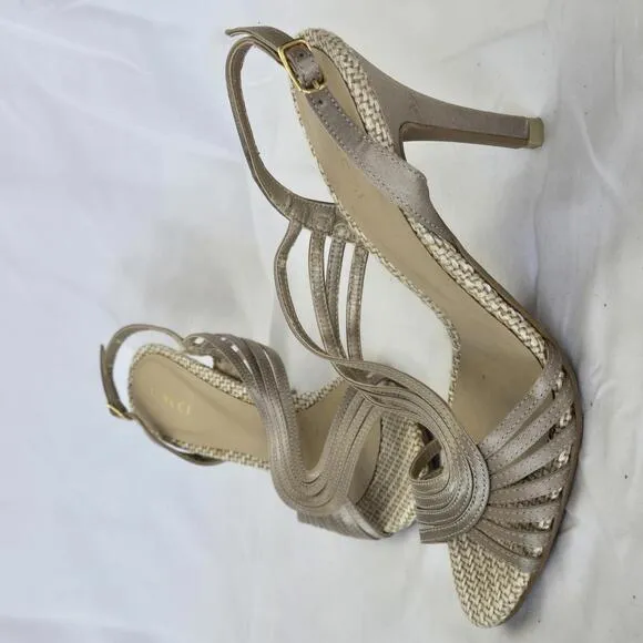 Vincci Strappy Champagne Gold 3.5 Inch Heels Pumps Size 6 See Photos
