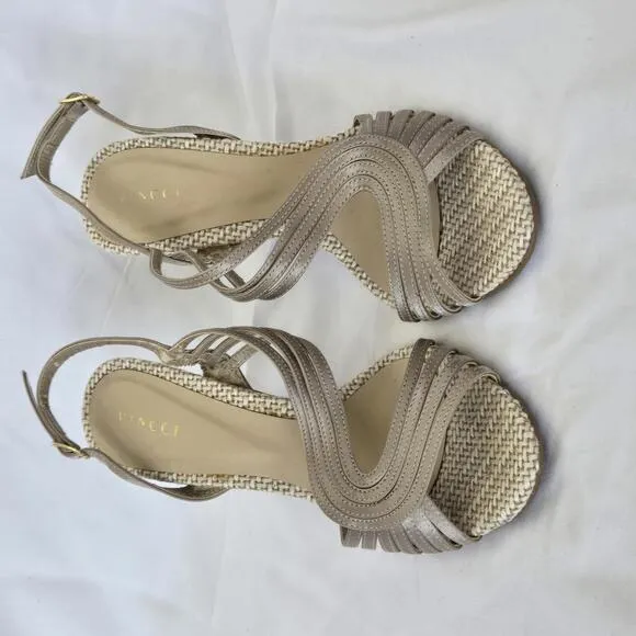Vincci Strappy Champagne Gold 3.5 Inch Heels Pumps Size 6 See Photos