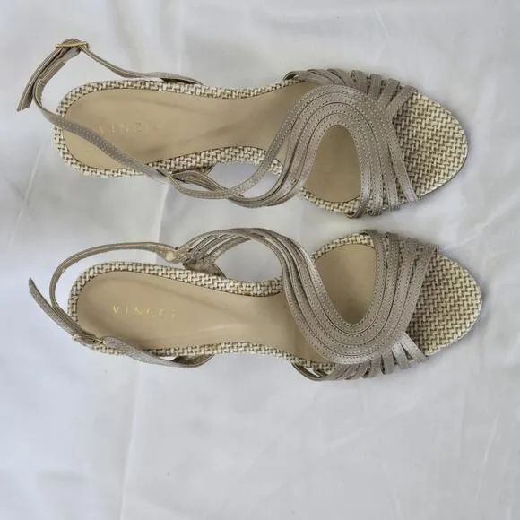 Vincci Strappy Champagne Gold 3.5 Inch Heels Pumps Size 6 See Photos