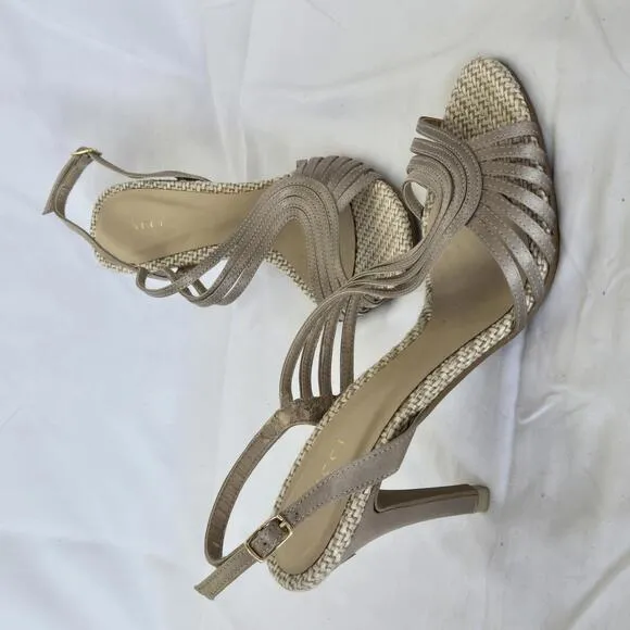 Vincci Strappy Champagne Gold 3.5 Inch Heels Pumps Size 6 See Photos