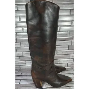 Vince Camuto Dark Caramel Leather WIde Calf Cristen Knee High Boots Size 10-NEW