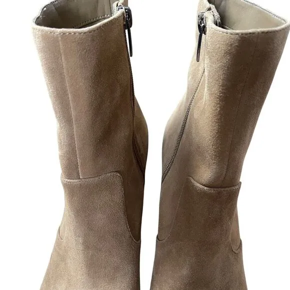 Vince Camuto Suede Kensta Platform Bootie Heeled Tan Brown Size 9