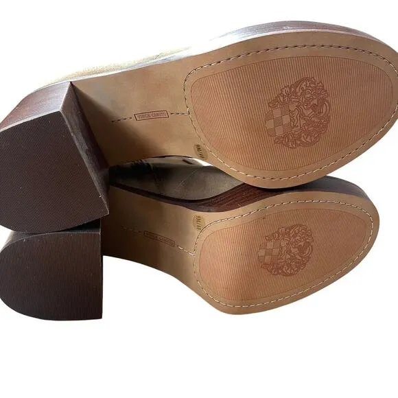 Vince Camuto Suede Kensta Platform Bootie Heeled Tan Brown Size 9
