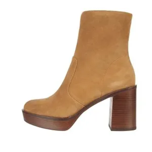 Vince Camuto Suede Kensta Platform Bootie Heeled Tan Brown Size 9