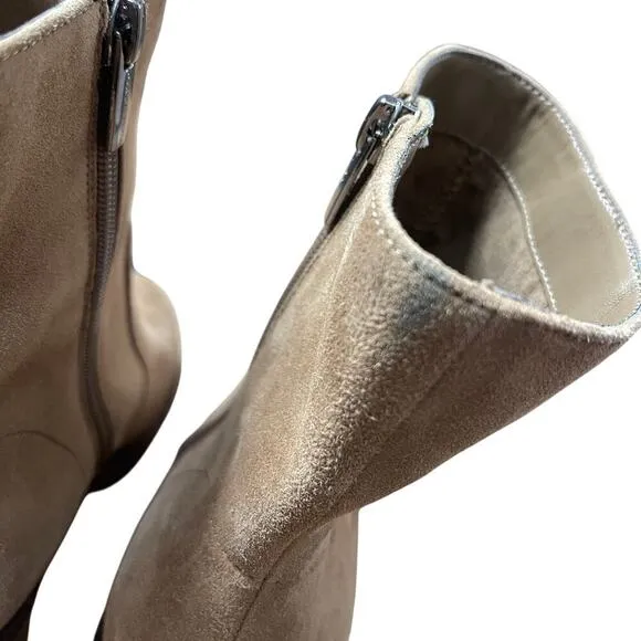 Vince Camuto Suede Kensta Platform Bootie Heeled Tan Brown Size 9