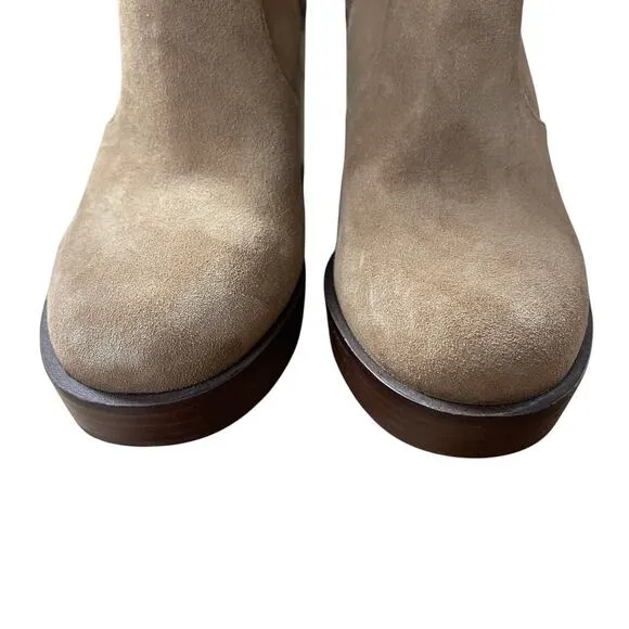Vince Camuto Suede Kensta Platform Bootie Heeled Tan Brown Size 9
