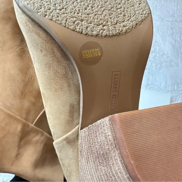 Vince Camuto tan suede chunky heel ankle boots sz 8.5