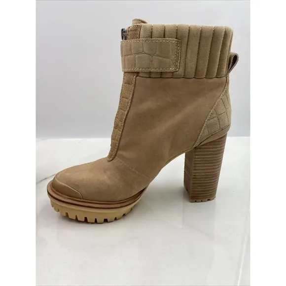 Vince Camuto Women's Eberla Casual Bootie Ankle Boots Tan Suede Sz 8.5
