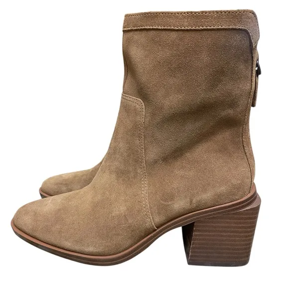 Vince Camuto Women's Kortimy Nutmeg Water Repellent Suede Mid Shaft Boots 7