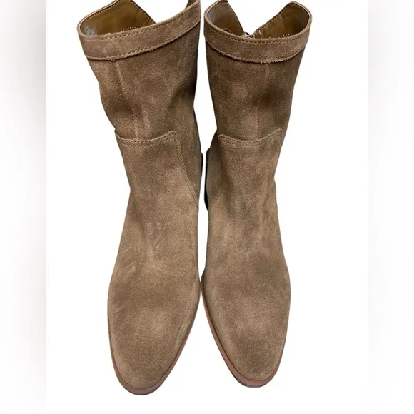 Vince Camuto Women's Kortimy Nutmeg Water Repellent Suede Mid Shaft Boots 7