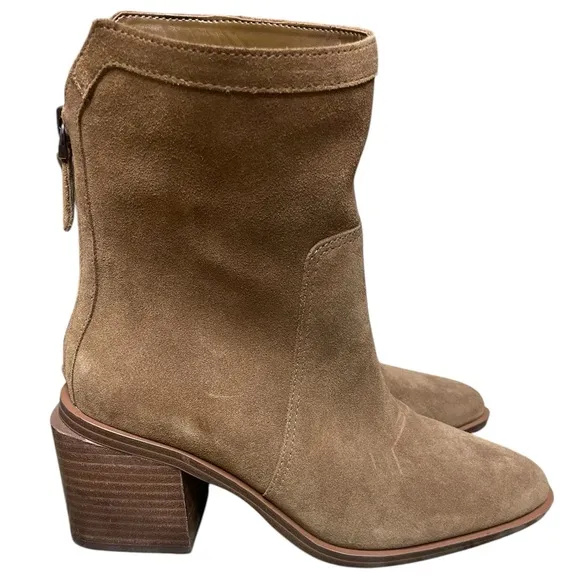 Vince Camuto Women's Kortimy Nutmeg Water Repellent Suede Mid Shaft Boots 7