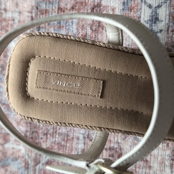 Vince Coco Ankle Strap Espadrille Kitten Heel Sandal - MILK, Size 8M