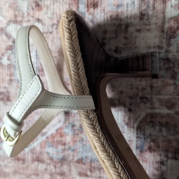 Vince Coco Ankle Strap Espadrille Kitten Heel Sandal - MILK, Size 8M