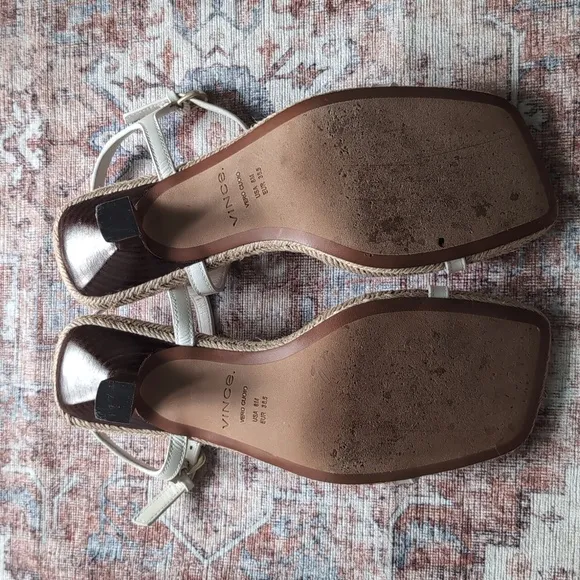 Vince Coco Ankle Strap Espadrille Kitten Heel Sandal - MILK, Size 8M