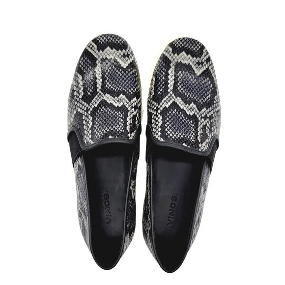 VINCE Embossed Leather Garvey Python Skater Snakeskin Slip-on Shoes  Size 7