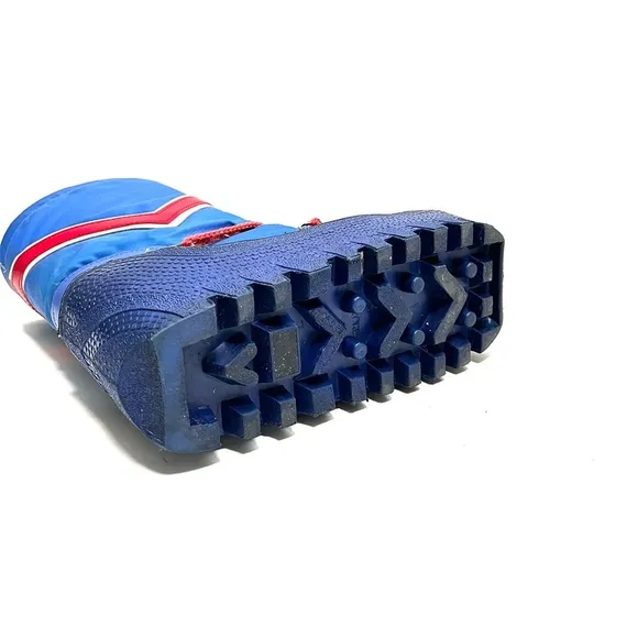 Vintage 1980s women’s blue nylon platform moon boot style winter snow boots