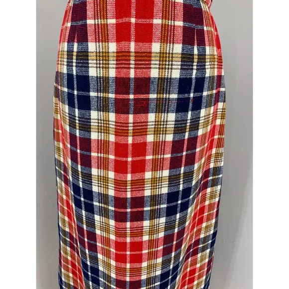 Vintage 70s Maxi Skirt Plaid Tartan Wool Fall Winter Boho Hippie Grunge Punk