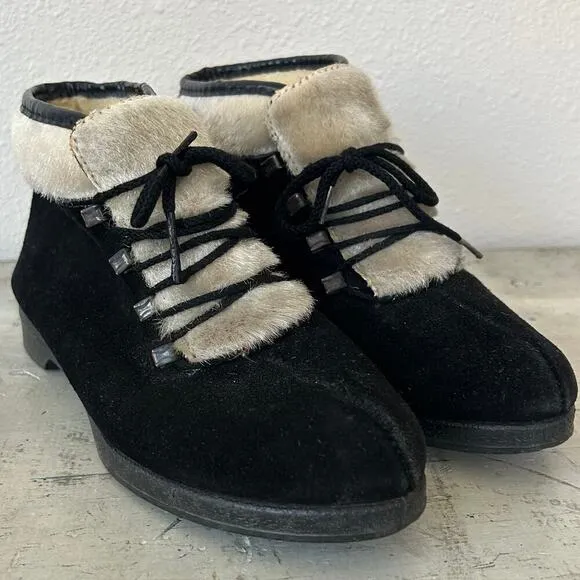Vintage Aspen after skiing boots Yodelers 60s 70s seuede faux fur lined winter 7