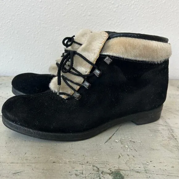 Vintage Aspen after skiing boots Yodelers 60s 70s seuede faux fur lined winter 7