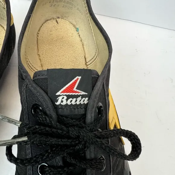 Vintage BATA BIKER Cycling Shoes Sz 11- 11.5M Black &amp; Yellow Made In USA 70s 80S