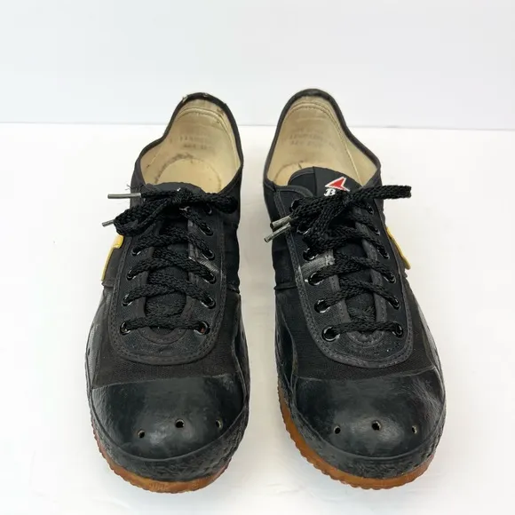 Vintage BATA BIKER Cycling Shoes Sz 11- 11.5M Black &amp; Yellow Made In USA 70s 80S