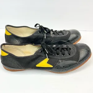 Vintage BATA BIKER Cycling Shoes Sz 11- 11.5M Black &amp; Yellow Made In USA 70s 80S