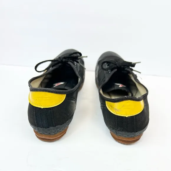 Vintage BATA BIKER Cycling Shoes Sz 11- 11.5M Black &amp; Yellow Made In USA 70s 80S