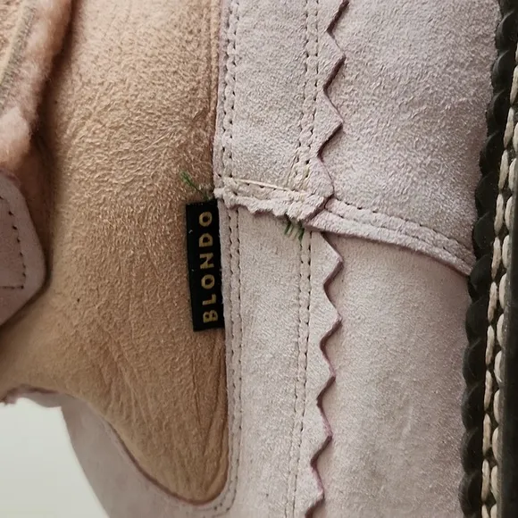 Vintage Blondo Shearling and Suede Winter Boots Lug Sole Blush Pink Women's 9