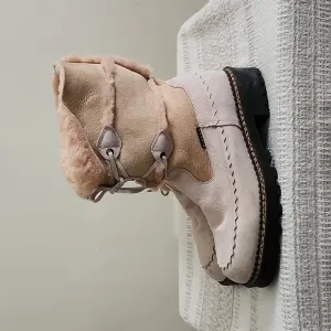 Vintage Blondo Shearling and Suede Winter Boots Lug Sole Blush Pink Women's 9