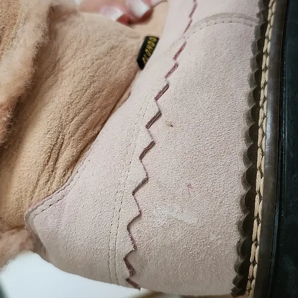 Vintage Blondo Shearling and Suede Winter Boots Lug Sole Blush Pink Women's 9