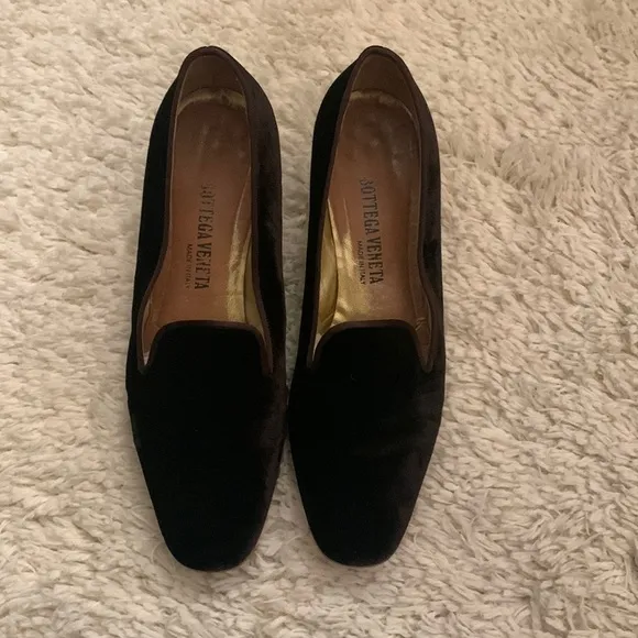 VINTAGE Bottega Veneta Brown Velvet Chunky Heel Shoe